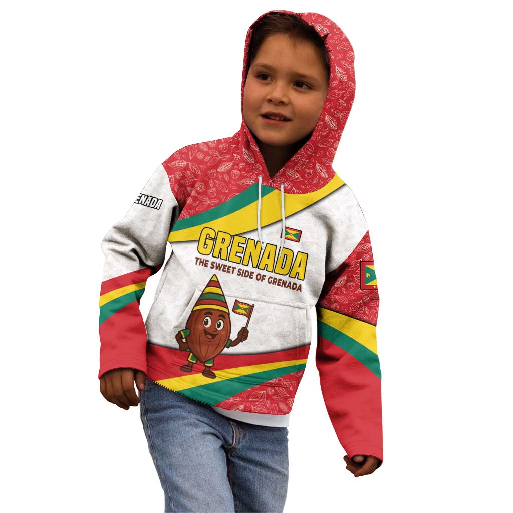 Grenada Kid Hoodie with Cocoa Bean Mascot and National Flag Colors - Wonder Print Shop