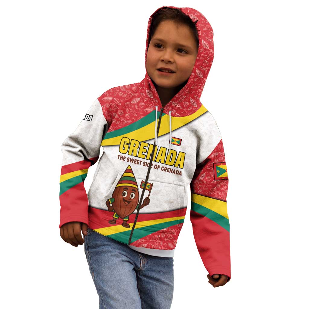 Grenada Kid Hoodie with Cocoa Bean Mascot and National Flag Colors - Wonder Print Shop