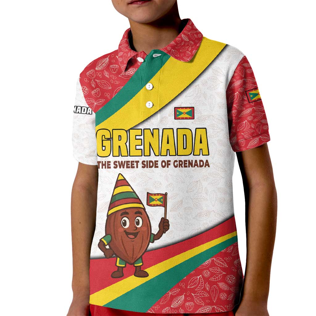 Grenada Kid Polo Shirt with Cocoa Bean Mascot and National Flag Colors - Wonder Print Shop