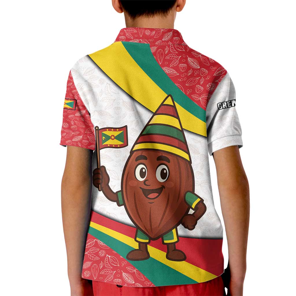 Grenada Kid Polo Shirt with Cocoa Bean Mascot and National Flag Colors - Wonder Print Shop