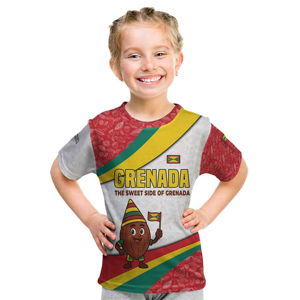 Grenada Kid T Shirt with Cocoa Bean Mascot and National Flag Colors - Wonder Print Shop