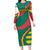 Grenada Long Sleeve Bodycon Dress with Cocoa Bean Mascot and National Flag Colors - Wonder Print Shop