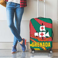 Grenada Luggage Cover with Cocoa Bean Mascot and National Flag Colors - Wonder Print Shop