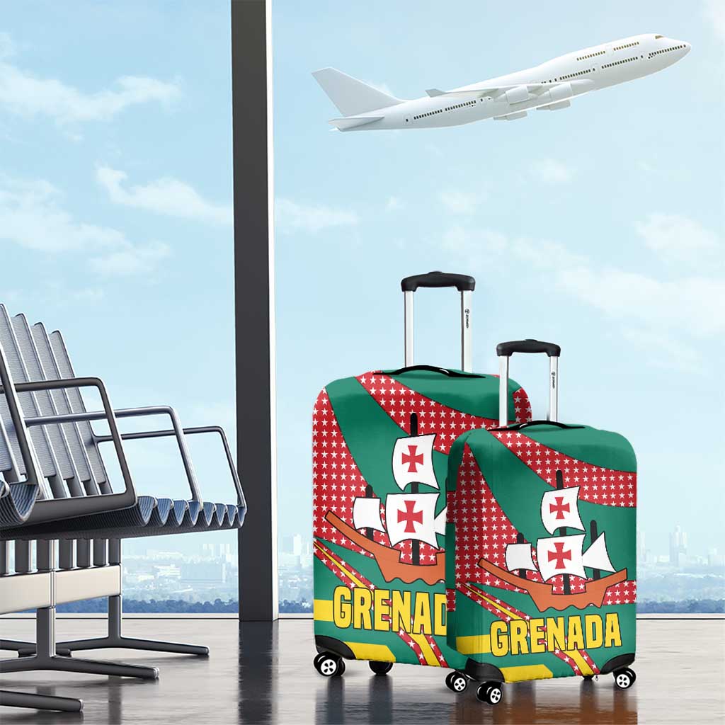 Grenada Luggage Cover with Cocoa Bean Mascot and National Flag Colors - Wonder Print Shop