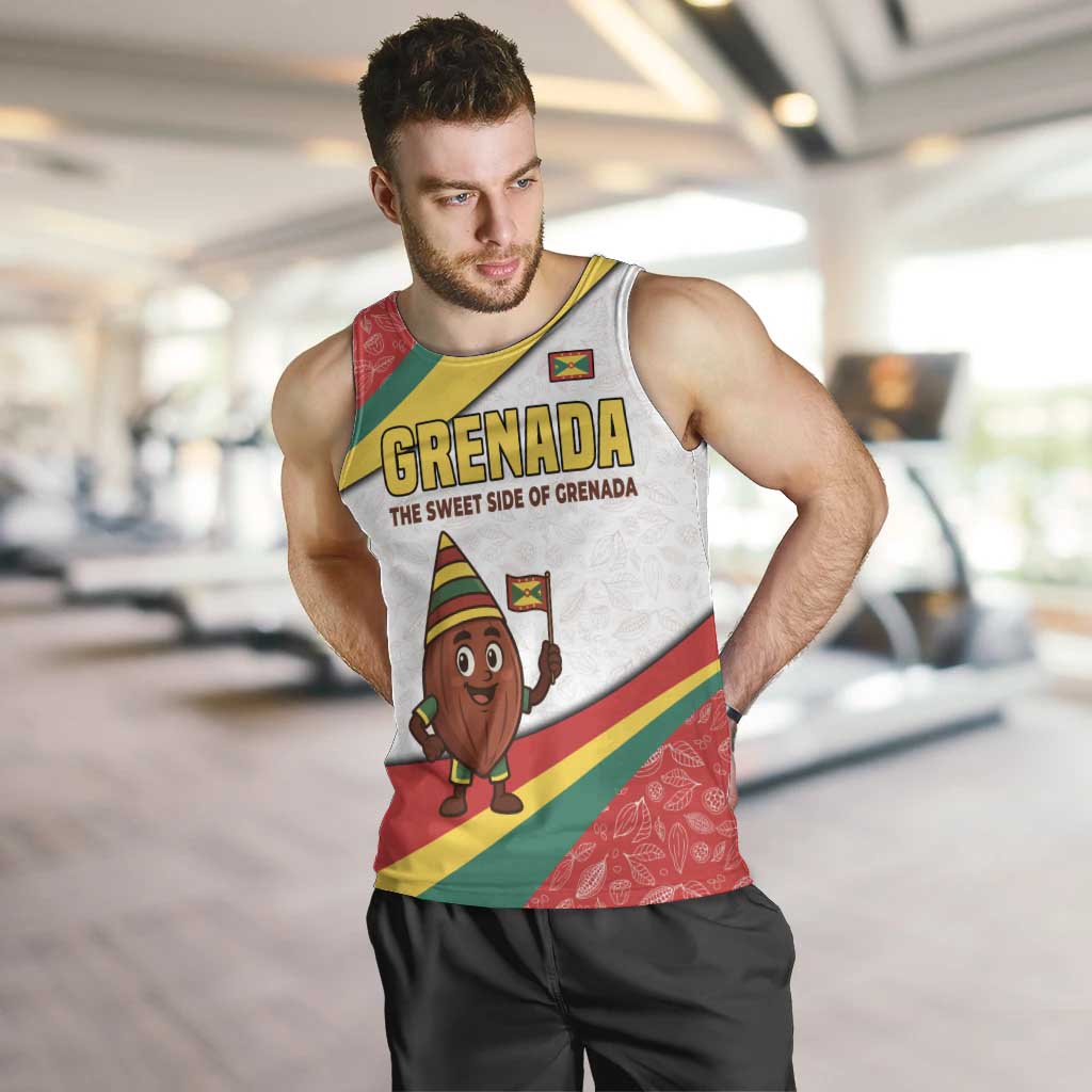 Grenada Men Tank Top with Cocoa Bean Mascot and National Flag Colors - Wonder Print Shop
