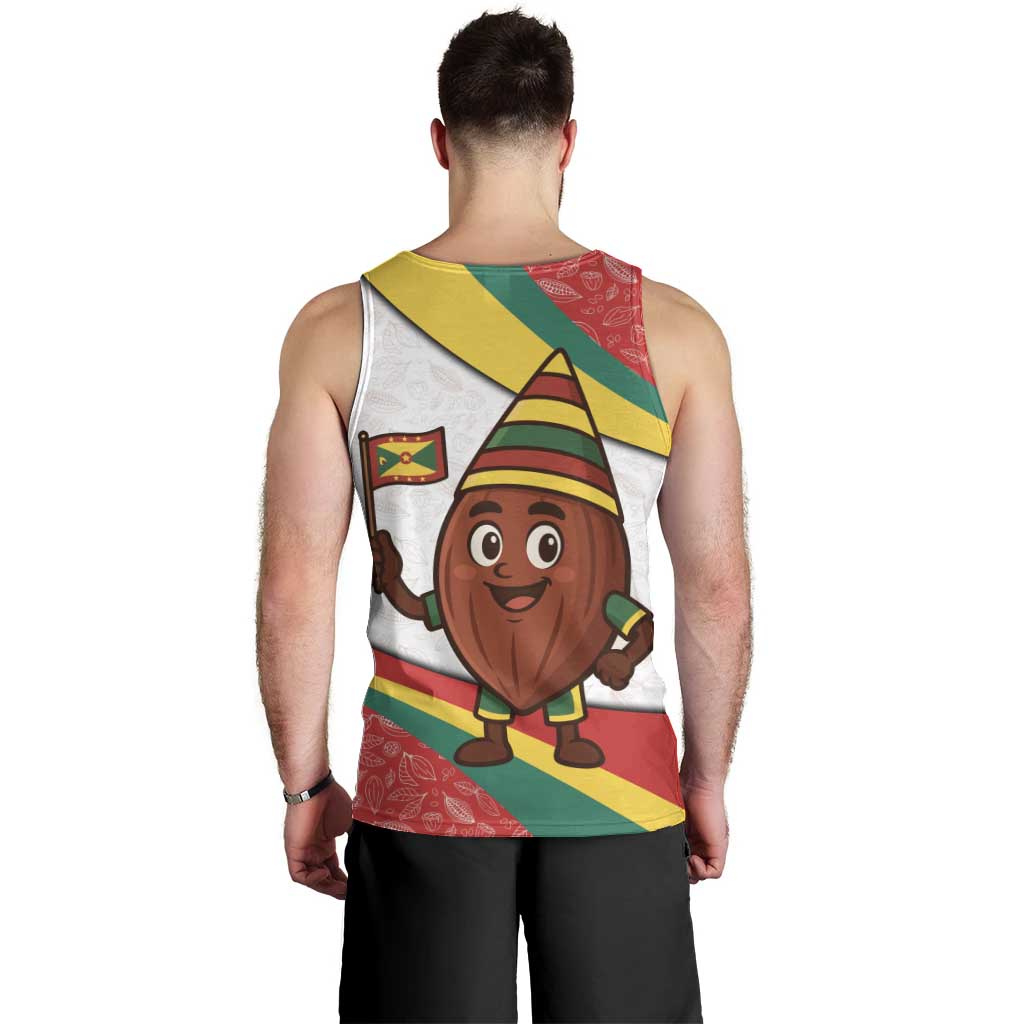 Grenada Men Tank Top with Cocoa Bean Mascot and National Flag Colors - Wonder Print Shop