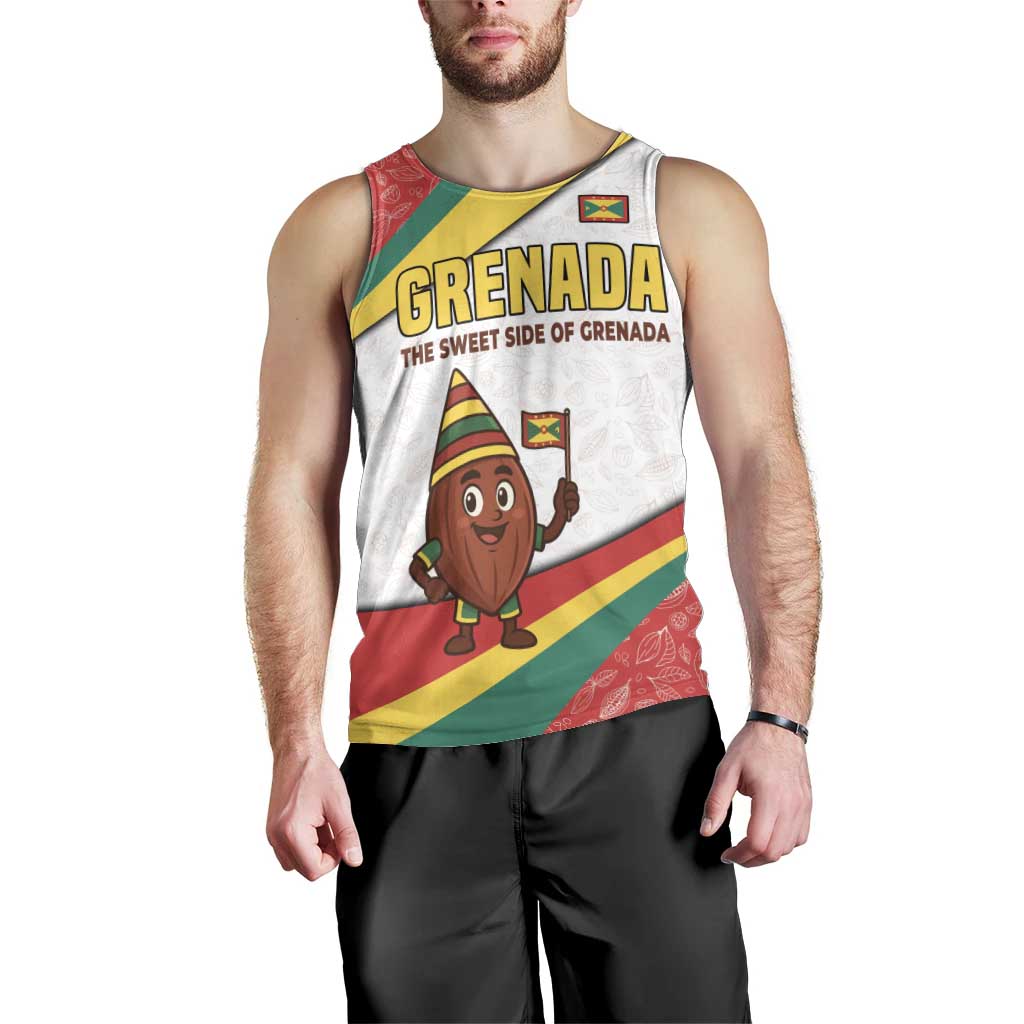Grenada Men Tank Top with Cocoa Bean Mascot and National Flag Colors - Wonder Print Shop