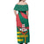 Grenada Off Shoulder Maxi Dress with Cocoa Bean Mascot and National Flag Colors - Wonder Print Shop