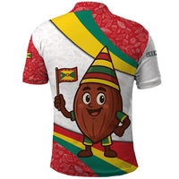 Grenada Polo Shirt with Cocoa Bean Mascot and National Flag Colors - Wonder Print Shop