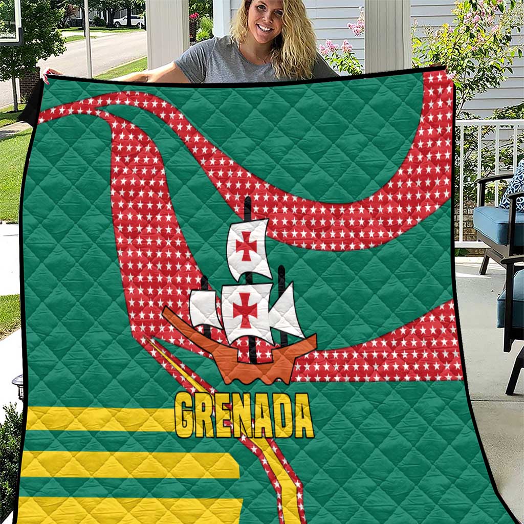Grenada Quilt with Cocoa Bean Mascot and National Flag Colors - Wonder Print Shop