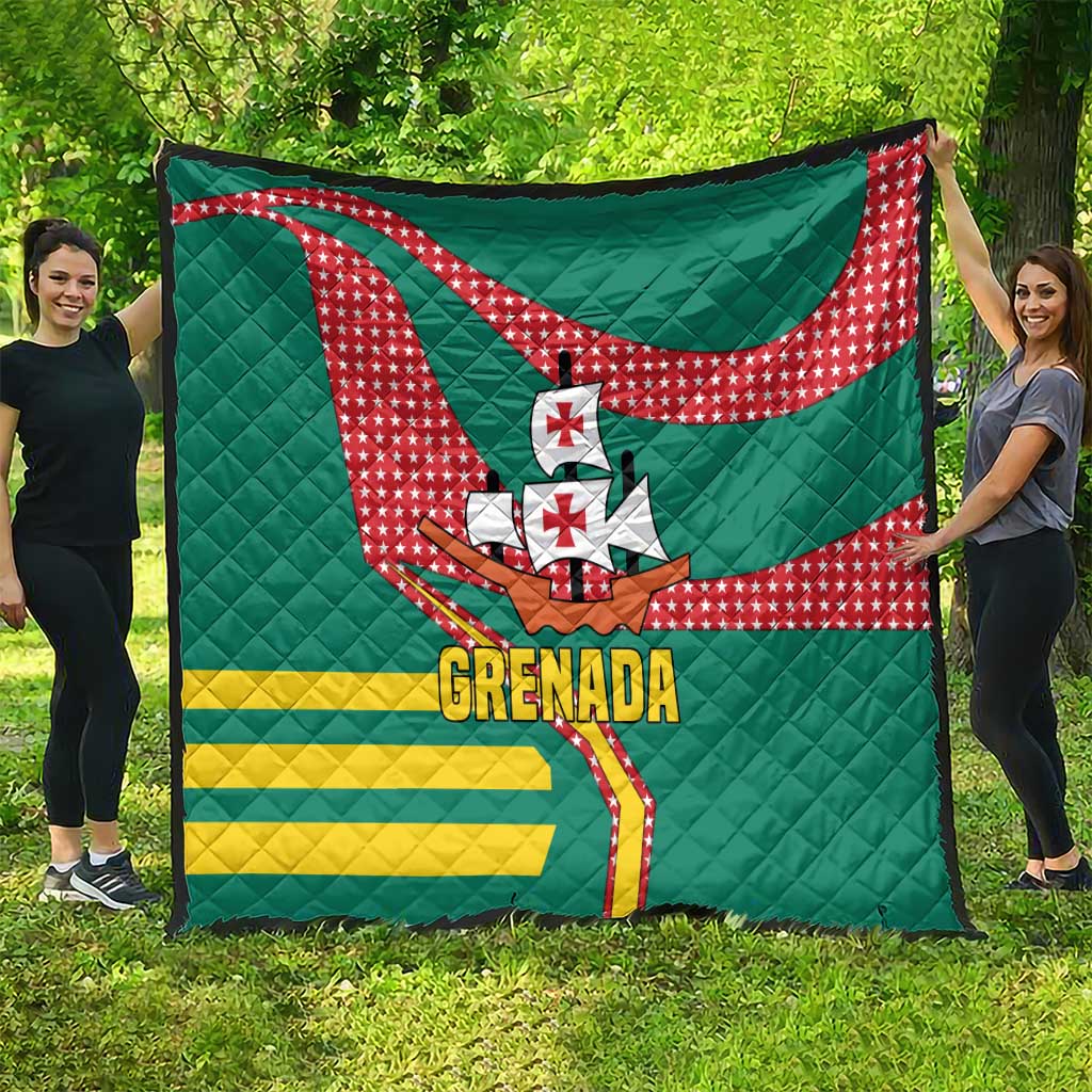 Grenada Quilt with Cocoa Bean Mascot and National Flag Colors - Wonder Print Shop