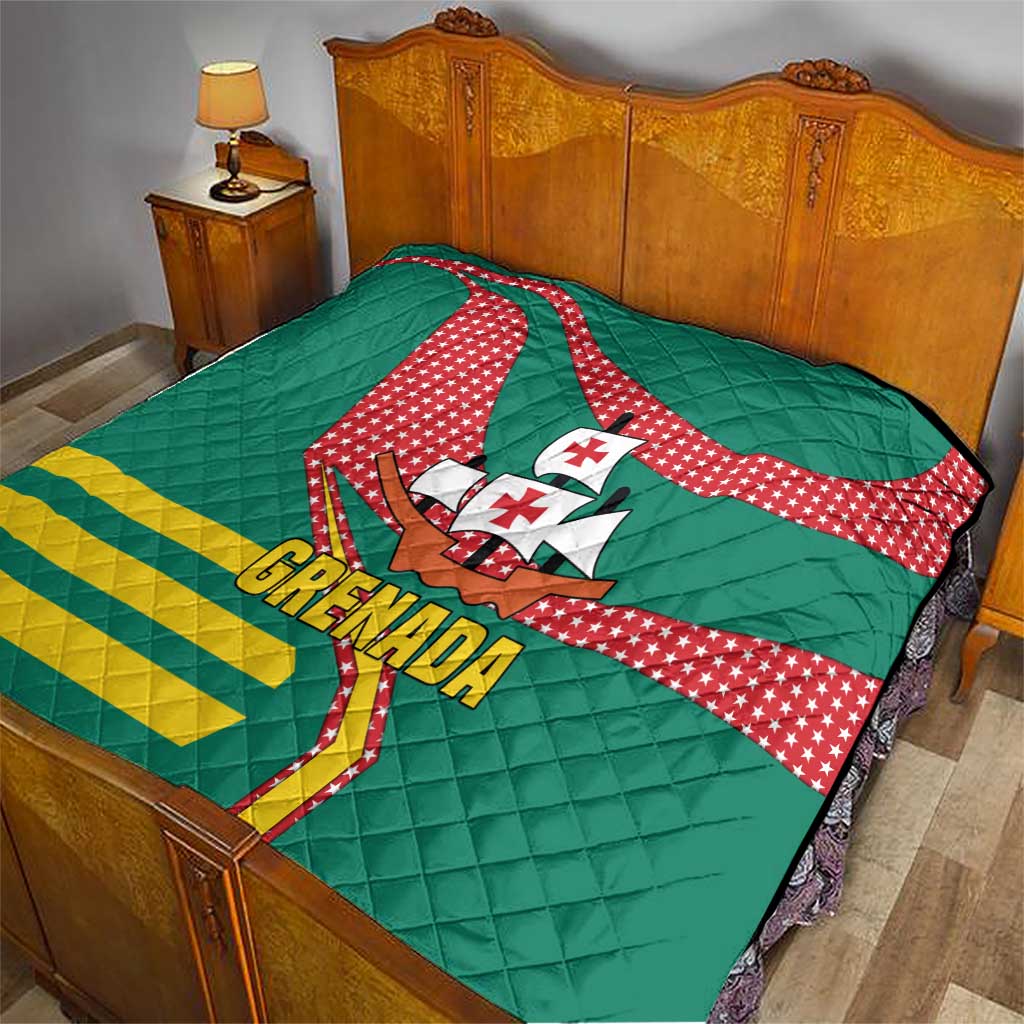 Grenada Quilt with Cocoa Bean Mascot and National Flag Colors - Wonder Print Shop