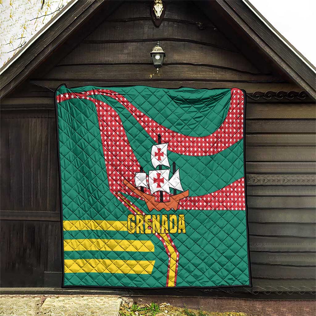 Grenada Quilt with Cocoa Bean Mascot and National Flag Colors - Wonder Print Shop