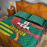 Grenada Quilt Bed Set with Cocoa Bean Mascot and National Flag Colors - Wonder Print Shop