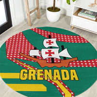 Grenada Round Carpet with Cocoa Bean Mascot and National Flag Colors - Wonder Print Shop