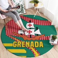 Grenada Round Carpet with Cocoa Bean Mascot and National Flag Colors - Wonder Print Shop