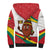 Grenada Sherpa Hoodie with Cocoa Bean Mascot and National Flag Colors - Wonder Print Shop