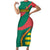 Grenada Short Sleeve Bodycon Dress with Cocoa Bean Mascot and National Flag Colors - Wonder Print Shop