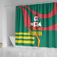 Grenada Shower Curtain with Cocoa Bean Mascot and National Flag Colors - Wonder Print Shop