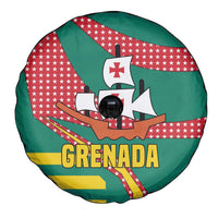 Grenada Spare Tire Cover with Cocoa Bean Mascot and National Flag Colors - Wonder Print Shop