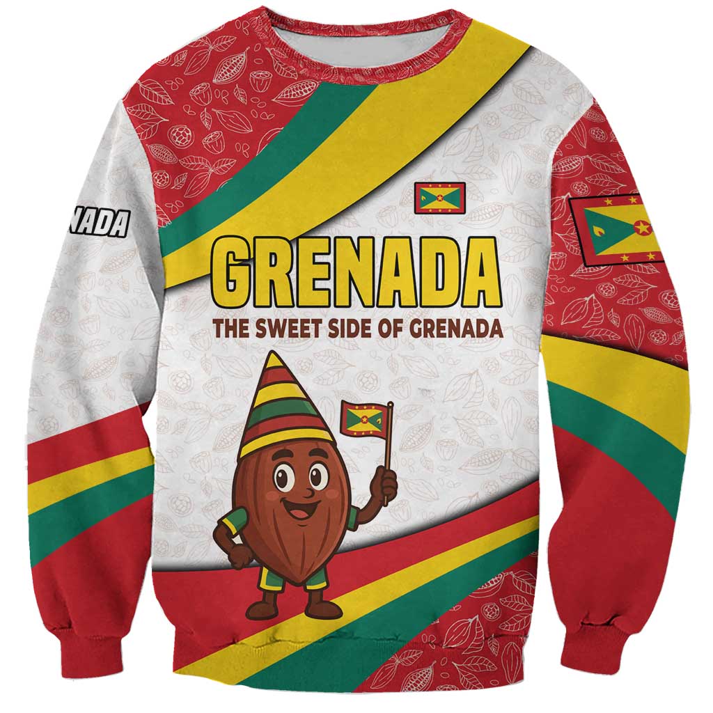 Grenada Sweatshirt with Cocoa Bean Mascot and National Flag Colors - Wonder Print Shop