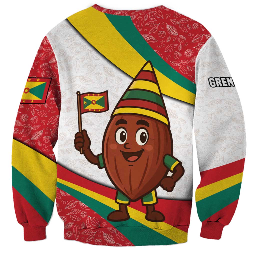 Grenada Sweatshirt with Cocoa Bean Mascot and National Flag Colors - Wonder Print Shop
