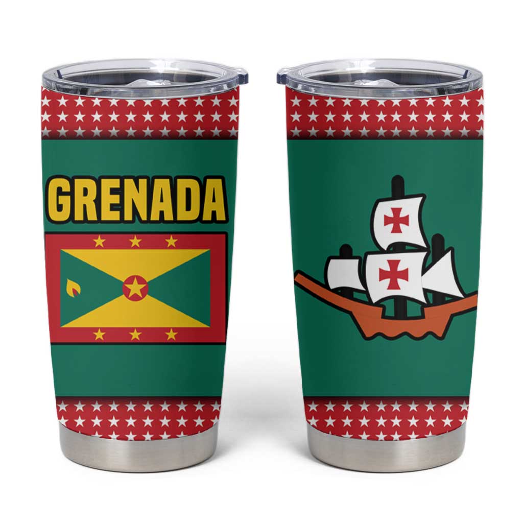 Grenada Tumbler Cup with Cocoa Bean Mascot and National Flag Colors - Wonder Print Shop