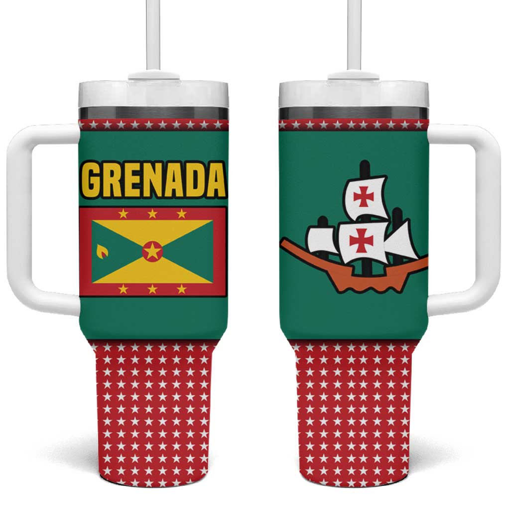 Grenada Tumbler With Handle with Cocoa Bean Mascot and National Flag Colors - Wonder Print Shop