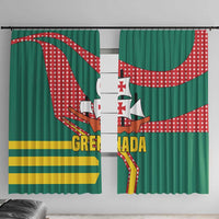 Grenada Window Curtain with Cocoa Bean Mascot and National Flag Colors - Wonder Print Shop