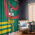 Grenada Window Curtain with Cocoa Bean Mascot and National Flag Colors - Wonder Print Shop