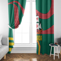 Grenada Window Curtain with Cocoa Bean Mascot and National Flag Colors - Wonder Print Shop