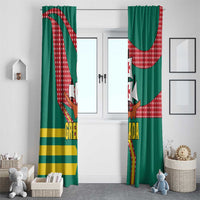 Grenada Window Curtain with Cocoa Bean Mascot and National Flag Colors - Wonder Print Shop