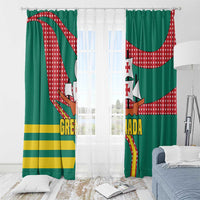 Grenada Window Curtain with Cocoa Bean Mascot and National Flag Colors - Wonder Print Shop