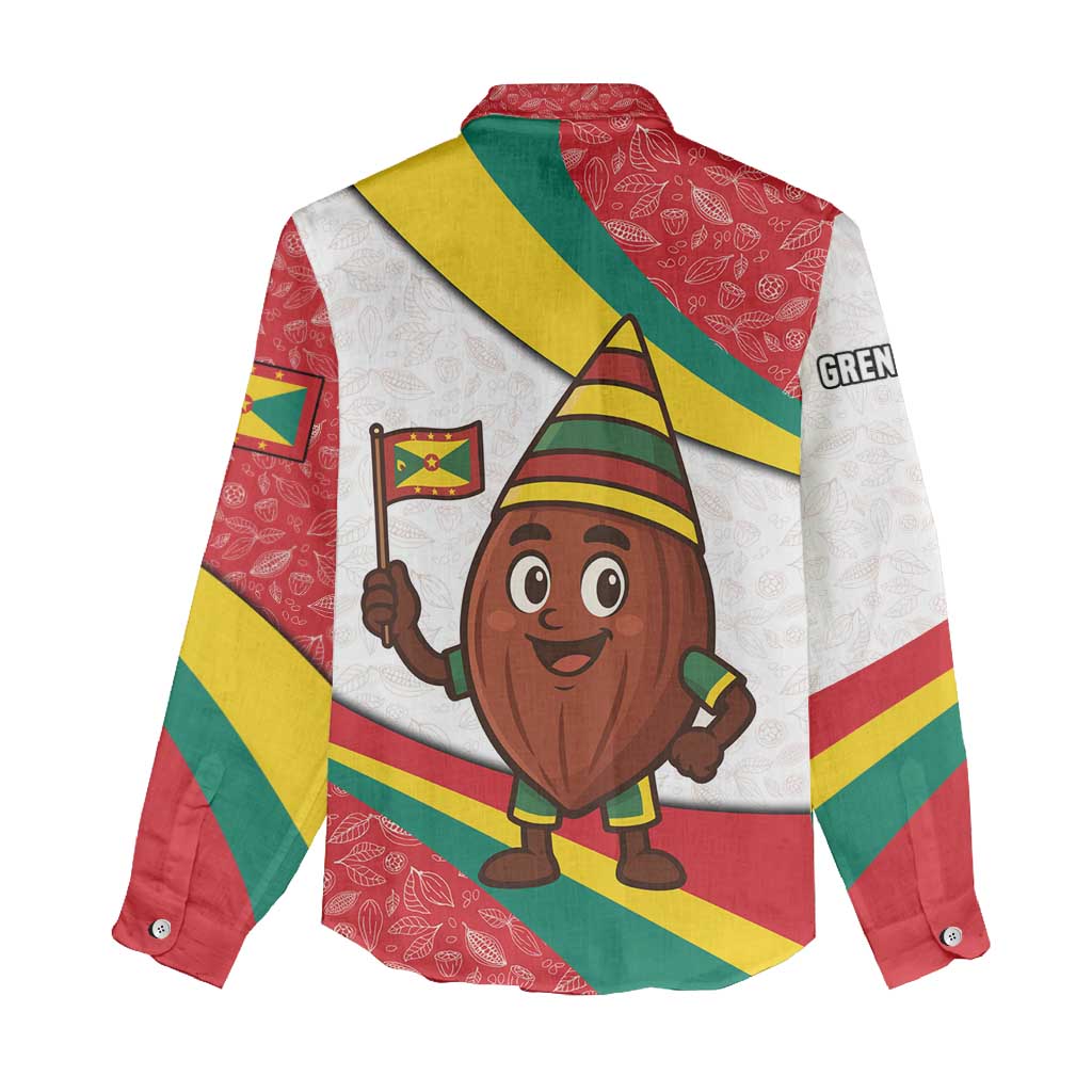 Grenada Women Casual Shirt with Cocoa Bean Mascot and National Flag Colors - Wonder Print Shop