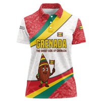 Grenada Women Polo Shirt with Cocoa Bean Mascot and National Flag Colors - Wonder Print Shop