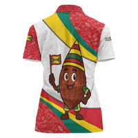 Grenada Women Polo Shirt with Cocoa Bean Mascot and National Flag Colors - Wonder Print Shop
