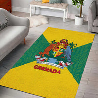 Grenada Coat of Arms Area Rug with Yellow Green Flag Colors and Tribal Pattern Design - Wonder Print Shop
