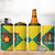 Grenada Coat of Arms 4 in 1 Can Cooler Tumbler with Yellow Green Flag Colors and Tribal Pattern Design - Wonder Print Shop