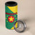 Grenada Coat of Arms 4 in 1 Can Cooler Tumbler with Yellow Green Flag Colors and Tribal Pattern Design - Wonder Print Shop