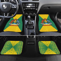 Grenada Coat of Arms Car Mats with Yellow Green Flag Colors and Tribal Pattern Design - Wonder Print Shop