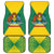 Grenada Coat of Arms Car Mats with Yellow Green Flag Colors and Tribal Pattern Design - Wonder Print Shop