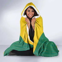Grenada Coat of Arms Hooded Blanket with Yellow Green Flag Colors and Tribal Pattern Design - Wonder Print Shop