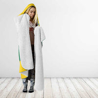 Grenada Coat of Arms Hooded Blanket with Yellow Green Flag Colors and Tribal Pattern Design - Wonder Print Shop