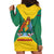 Grenada Coat of Arms Hoodie Dress with Yellow Green Flag Colors and Tribal Pattern Design - Wonder Print Shop