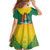 Grenada Coat of Arms Kid Short Sleeve Dress with Yellow Green Flag Colors and Tribal Pattern Design - Wonder Print Shop