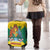 Grenada Coat of Arms Luggage Cover with Yellow Green Flag Colors and Tribal Pattern Design - Wonder Print Shop