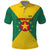 Grenada Coat of Arms Polo Shirt with Yellow Green Flag Colors and Tribal Pattern Design - Wonder Print Shop
