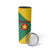 Grenada Coat of Arms Skinny Tumbler with Yellow Green Flag Colors and Tribal Pattern Design - Wonder Print Shop