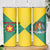 Grenada Coat of Arms Skinny Tumbler with Yellow Green Flag Colors and Tribal Pattern Design - Wonder Print Shop