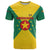 Grenada Coat of Arms T Shirt with Yellow Green Flag Colors and Tribal Pattern Design - Wonder Print Shop